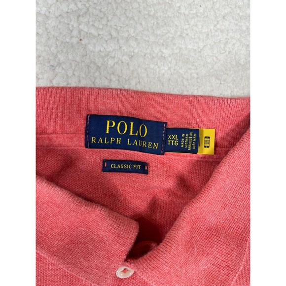 Polo by Ralph Lauren Men Sz 2XL Reddish Orange Custom Fit 1/4 Button Down Shirt - Picture 2 of 7